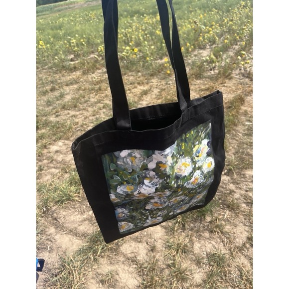 Tote Bag For Shopping Hand Painted floral design - Picture 4 of 11